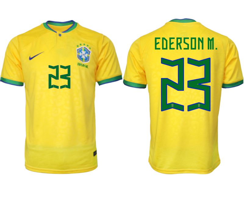 Men 2022 World Cup National Team Brazil home aaa version yellow #23 Soccer Jersey->brazil jersey->Soccer Country Jersey